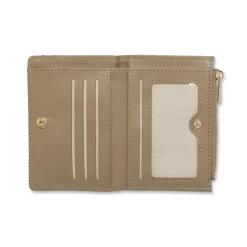 Portafoglio da Donna taupe effetto martellato con zip Lora Ferres