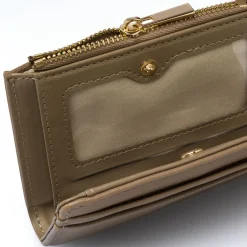 Portafoglio da Donna taupe effetto martellato con zip Lora Ferres
