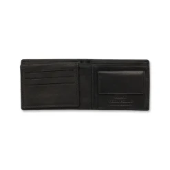 Portafoglio da uomo nero in pelle con logo metallico Jaguar