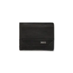 Portafoglio da uomo nero in pelle con logo metallico Jaguar