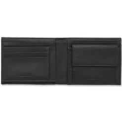 Portafoglio nero da Uomo in vera pelle con inserto texture Americanino