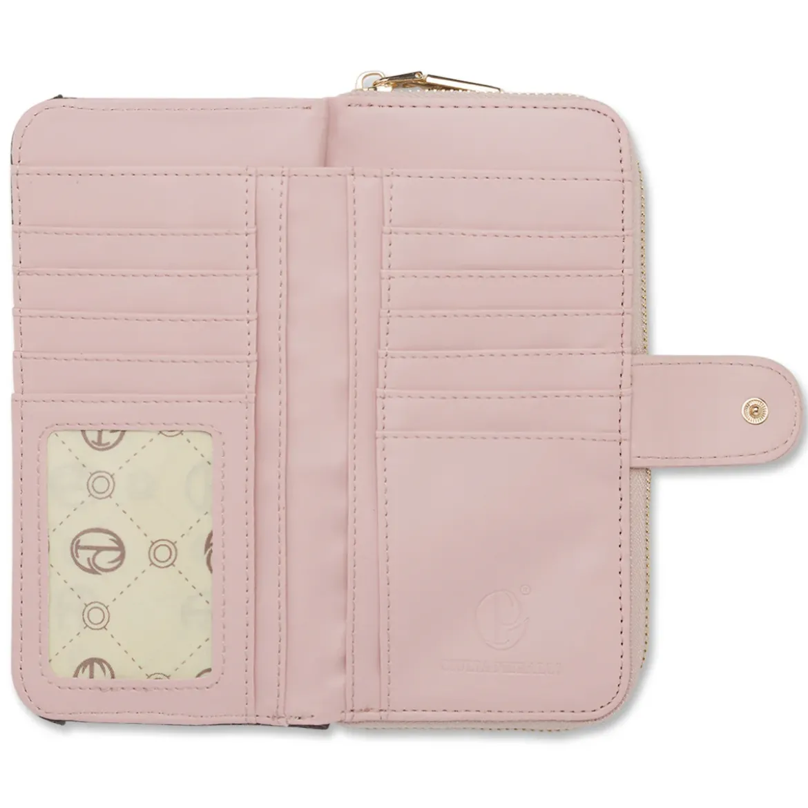 Portafoglio rosa da Donna con stampa monogram e zip Giulia Pieralli