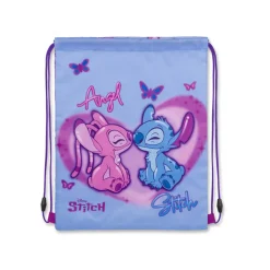 Sacca Disney Stitch & Angel Viola e azzurra con cuori e farfalle