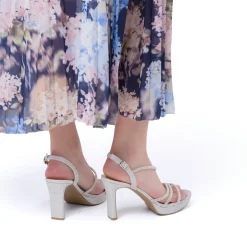 Sandali Argento da Donna con tacco 9 cm e dettaglio gioiello Lora Ferres