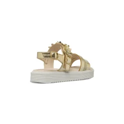 Sandali Bambina color Oro con fiori decorativi e glitter Dieci Baci