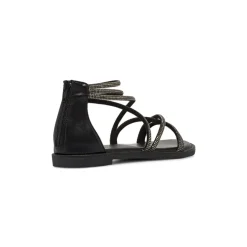 Sandali bassi eleganti da Donna neri con strass e zip Lora Ferres