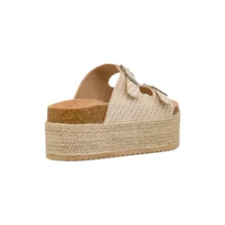 Sandali Beige da Donna con doppia fibbia effetto Rafia Lora Ferres