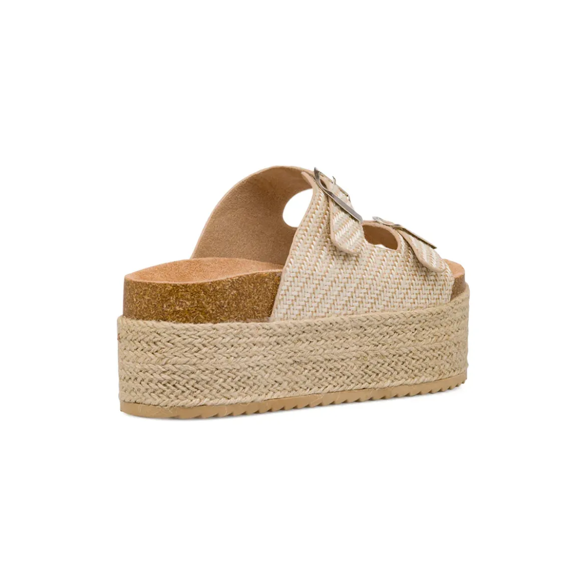 Sandali Beige da Donna con doppia fibbia effetto Rafia Lora Ferres