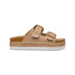 Sandali Beige da Donna con suola Platform in rafia Lora Ferres