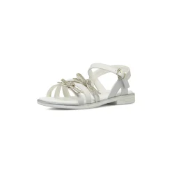 Sandali Bianchi Bambina con fiocchi di strass bordo argento Dieci Baci