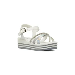 Sandali Bianchi Bambina con strass ed effetto olografico Dieci Baci