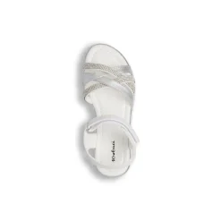 Sandali Bianchi Bambina con strass e fasce glitter argento Dieci Baci