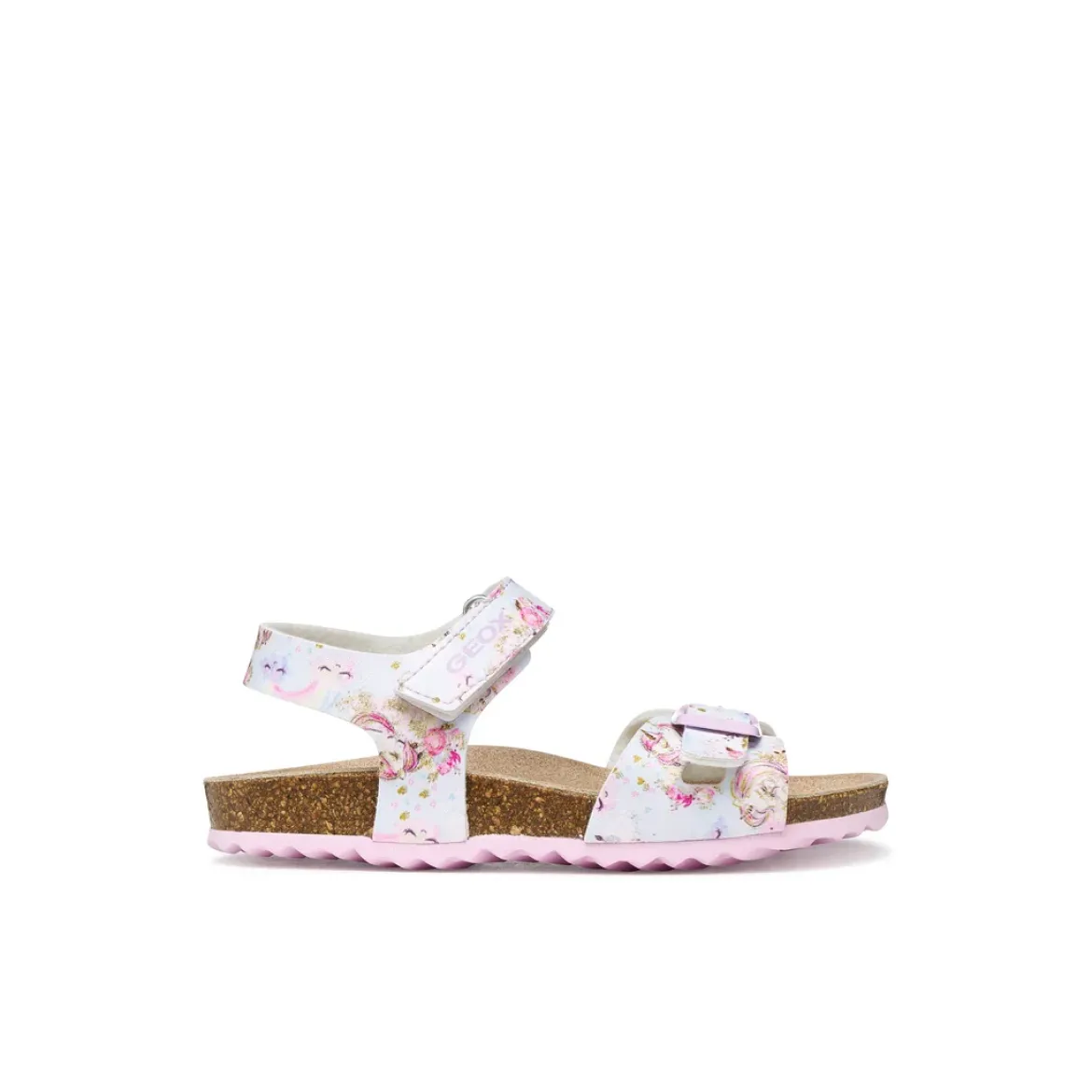 Sandali bianchi Bambina con stampa unicorni e suola traspirante Geox
