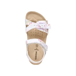 Sandali bianchi Bambina con stampa unicorni e suola traspirante Geox