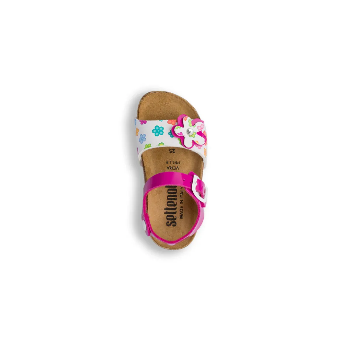 Sandali bianchi da Bambina con fiori e cinturino con fibbia regolabile Settenote