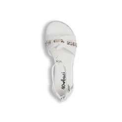 Sandali Bianchi da Bambina con strass colorati e zip Dieci Baci
