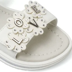 Sandali bianchi da Bambina con fiori strass Le scarpe di Alice