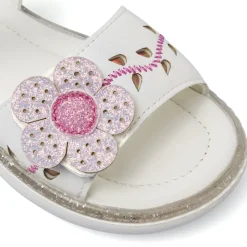 Sandali bianchi da Bambina con fiore rosa glitter Le scarpe di Alice
