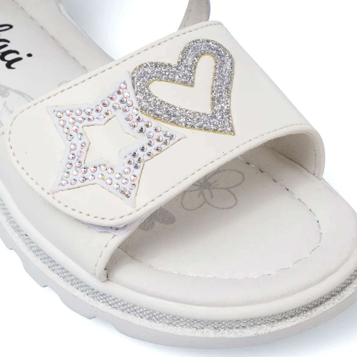 Sandali bianchi da Bambina Dieci Baci con stelle e cuori