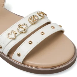 Sandali bianchi da Ragazza con charms strass e borchie Dieci Baci