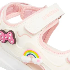 Sandali Bianchi da Ragazza con inserti rosa e patch rosa e arcobaleno Lumberjack