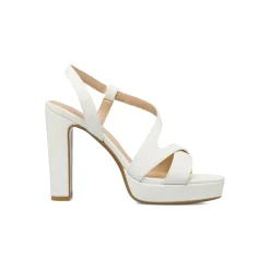 Sandali bianchi Donna con tacco a colonna 12 cm Lora Ferres