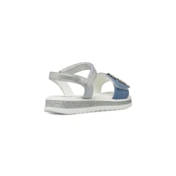 Sandali Blu da Bambina effetto denim con decorazioni Dieci Baci