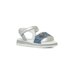 Sandali Blu da Bambina effetto denim con decorazioni Dieci Baci