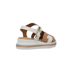 Sandali comfort bicolore bianco e beige da Donna con zeppa P Soft