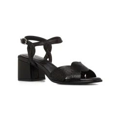 Sandali comfort neri da Donna con tacco a blocco 6,5 cm P Soft