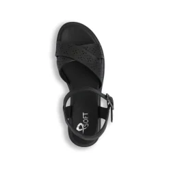 Sandali comfort neri da Donna con fasce incrociate traforate P Soft