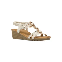 Sandali con zeppa 5 cm beige da Donna e dettagli gioiello Lora Ferres