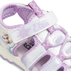 Sandali da Bambina bianchi e lilla glitter con soletta in pelle Frozen