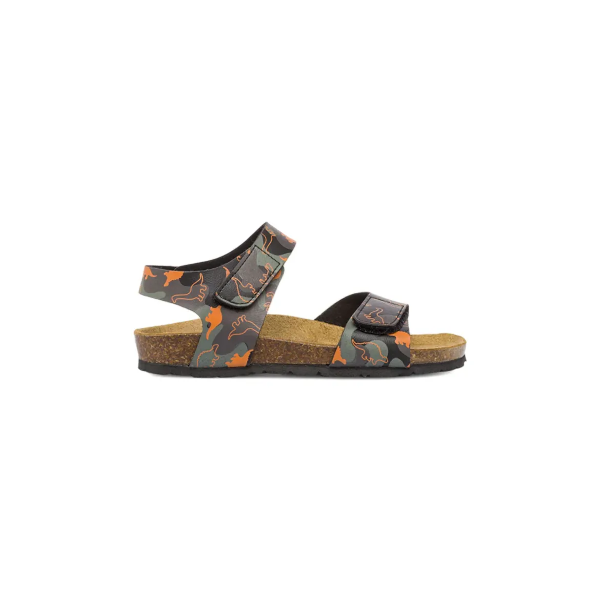 Sandali da Bambino verde militare effetto camouflage e dinosauri Weep & Smile