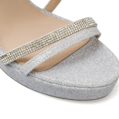 Sandali da Donna Argento con strass tacco a colonna 11 cm Lora Ferres