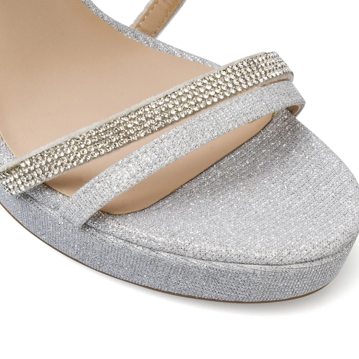 Sandali da Donna Argento con strass tacco a colonna 11 cm Lora Ferres