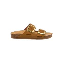 Sandali da donna marroni con sottopiede in pelle e doppia fibia Italia Trend Sabina