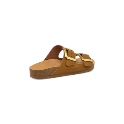 Sandali da donna marroni con sottopiede in pelle e doppia fibia Italia Trend Sabina