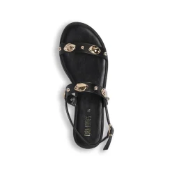 Sandali Flat Donna Neri con borchie gioiello Lora Ferres