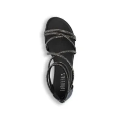 Sandali Flat Neri da Donna con dettaglio gioiello Strass Lora Ferres