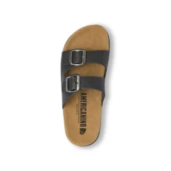 Sandali Flat Neri Donna con doppie fasce Americanino