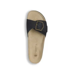 Sandali flat Neri Donna con maxi fibbia effetto scamosciato Lumberjack