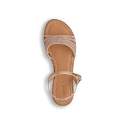 Sandali flat oro da Donna con dettaglio gioiello strass Lora Ferres