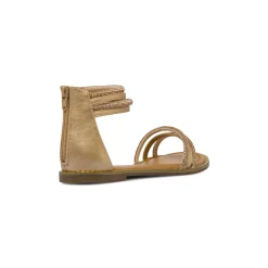 Sandali flat oro da Donna con zip e dettaglio strass Lora Ferres