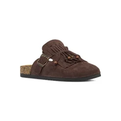 Sandali Flat Sabot Donna marroni effetto scamosciato Lora Ferres