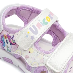 Sandali lilla da Bambina con chiusura a strappo Unicorno