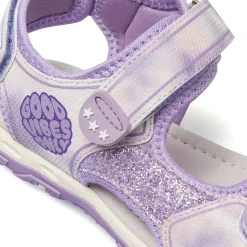 Sandali lilla da Bambina con glitter e chiusura a strappo Dieci Baci