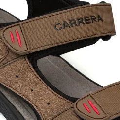 Sandali marroni da Uomo con chiusura a strappo e logo Carrera