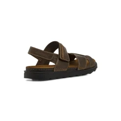 Sandali marroni da Uomo in pelle con cinturini a strappo Lumberjack