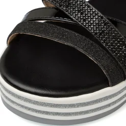 Sandali neri da Bambina e Ragazza con strass e suola Platform Dieci Baci
